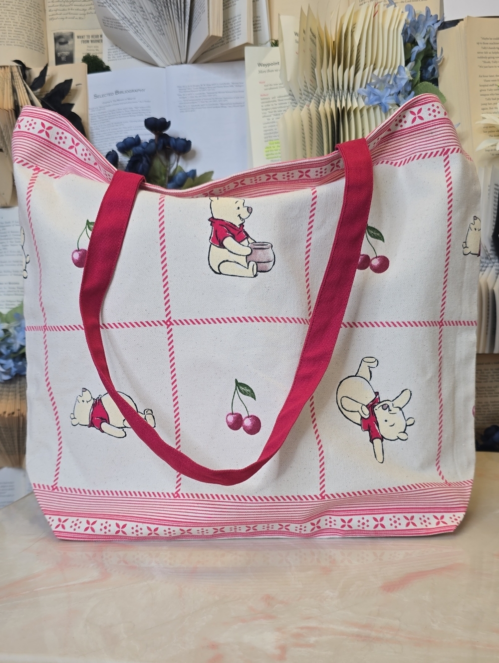 NWT Primark X Disney Winnie The Pooh Tote Bag Cream & Red - Picture 5 of 6